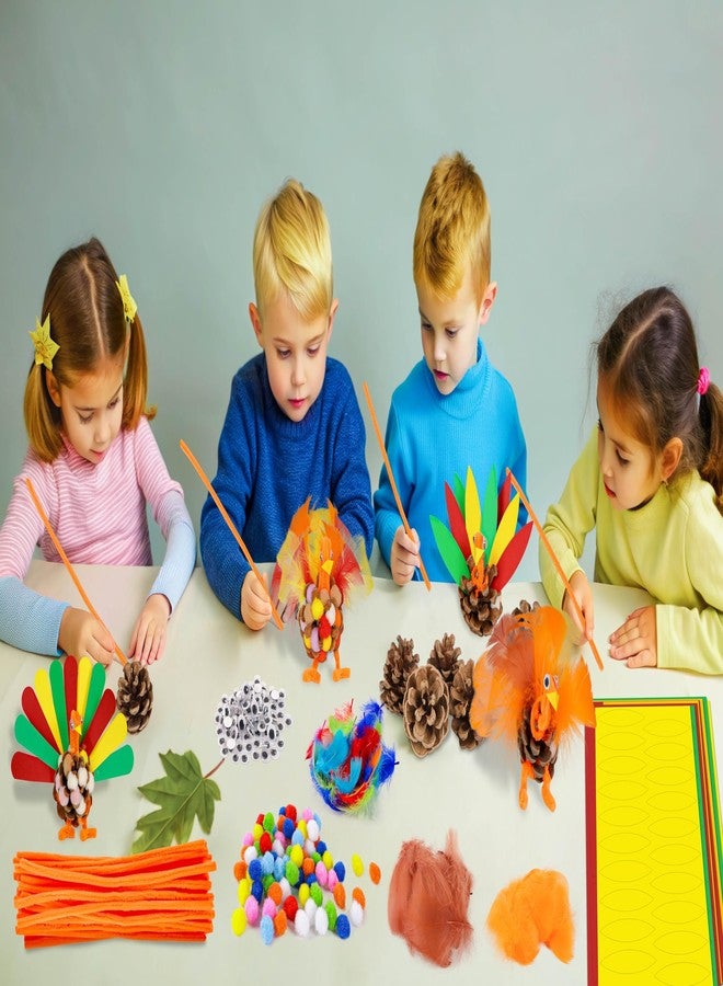 80UncleKimby 20 Sets Thanksgiving Turkey Craft Kit for Kids - Fall Pinecones DIY Arts and Crafts Set for Classroom Activities Supplies - Image 2